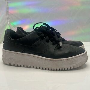 Nike Women's Air Force 1 Sage Shoes size 10 women’s black with white sole
